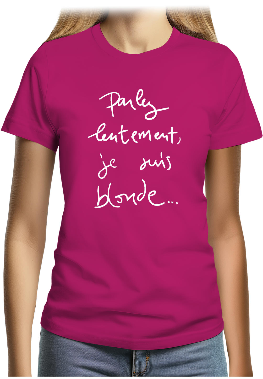 T-Shirt Femme Parlez Lentement Je Suis Blonde