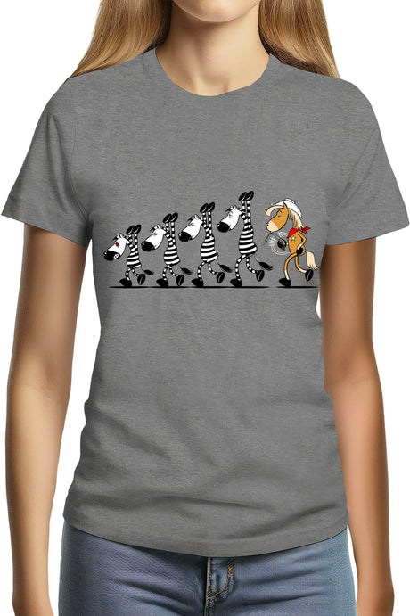 T-Shirt Femme Fin de cavale zèbre et cheval
