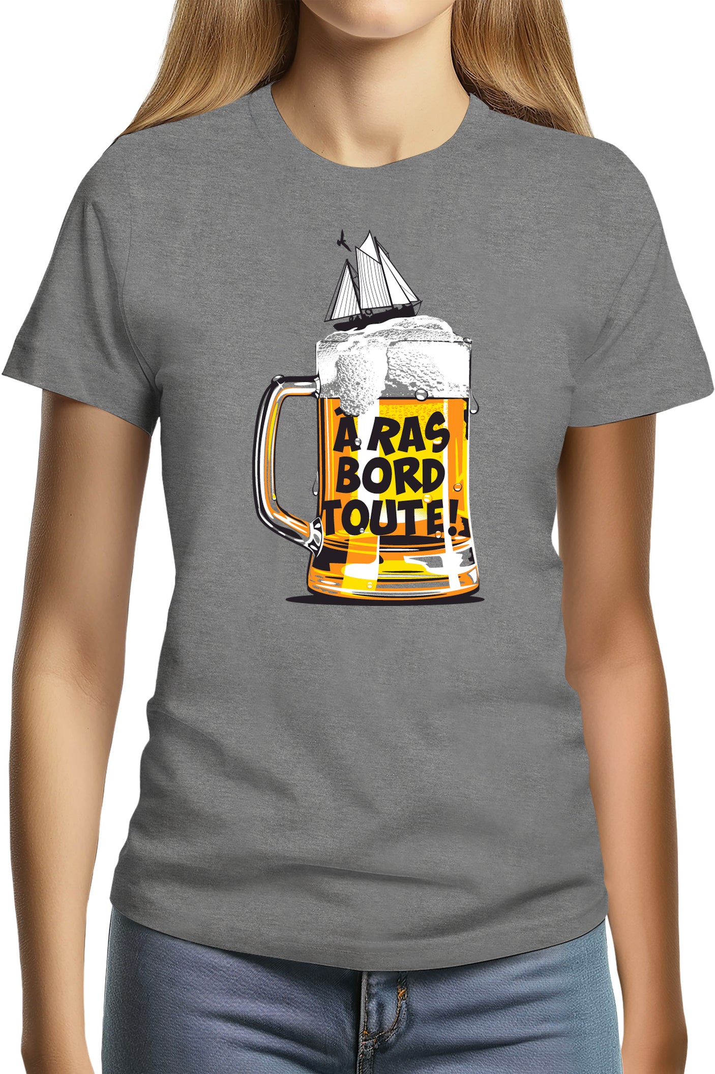 T-Shirt Femme Bière à ras bord toute