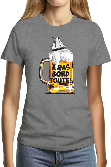 T-Shirt Femme Bière à ras bord toute