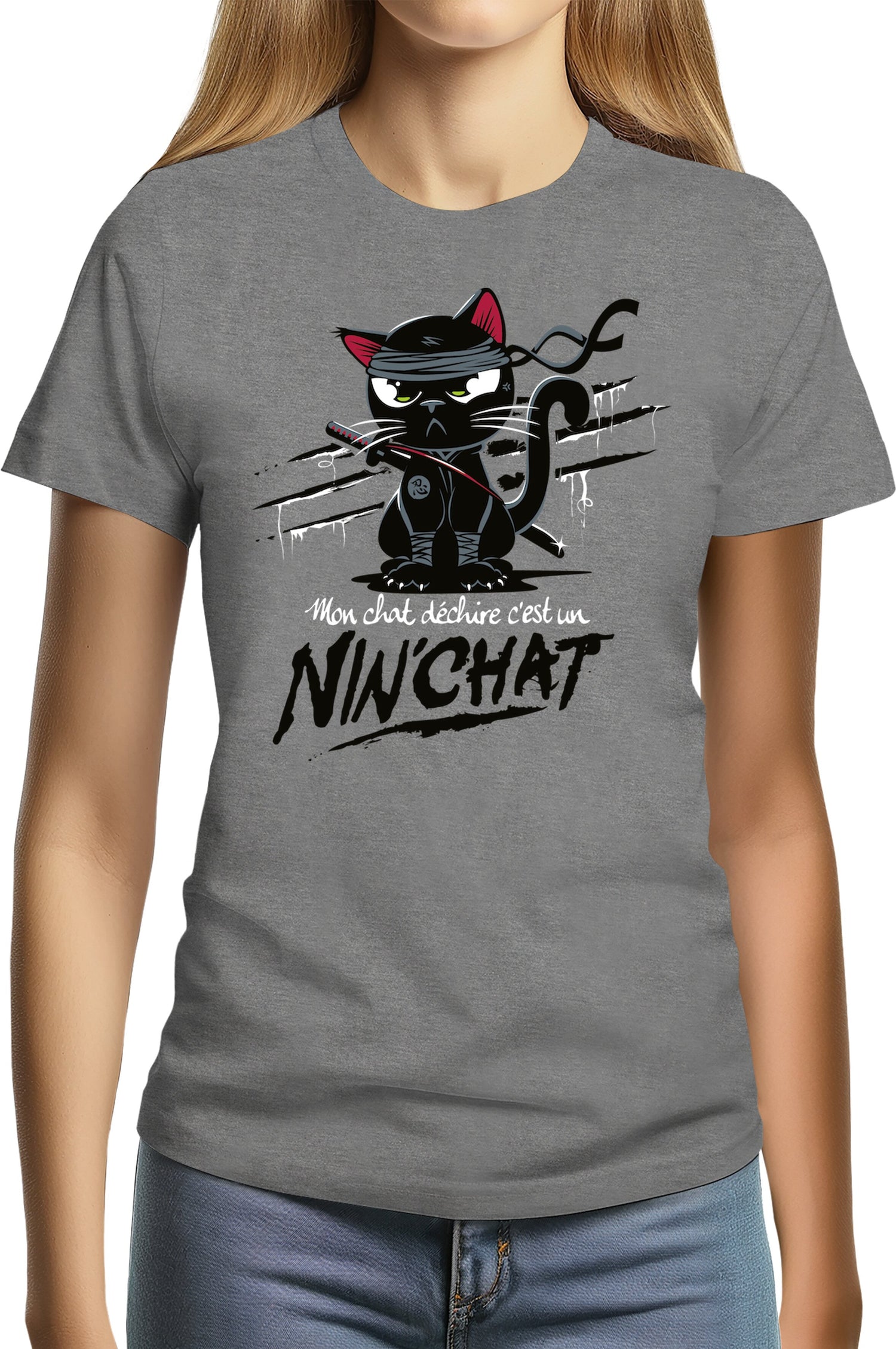 T-Shirt Femme Mon chat déchire tout c'est un ninja