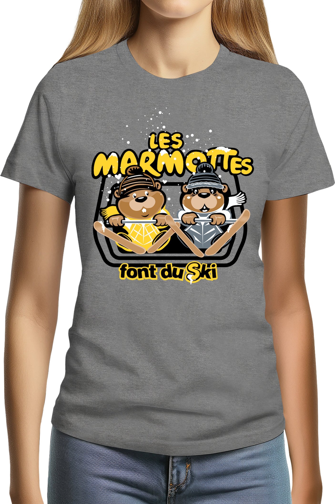 T-Shirt Femme Les marmottes font du ski