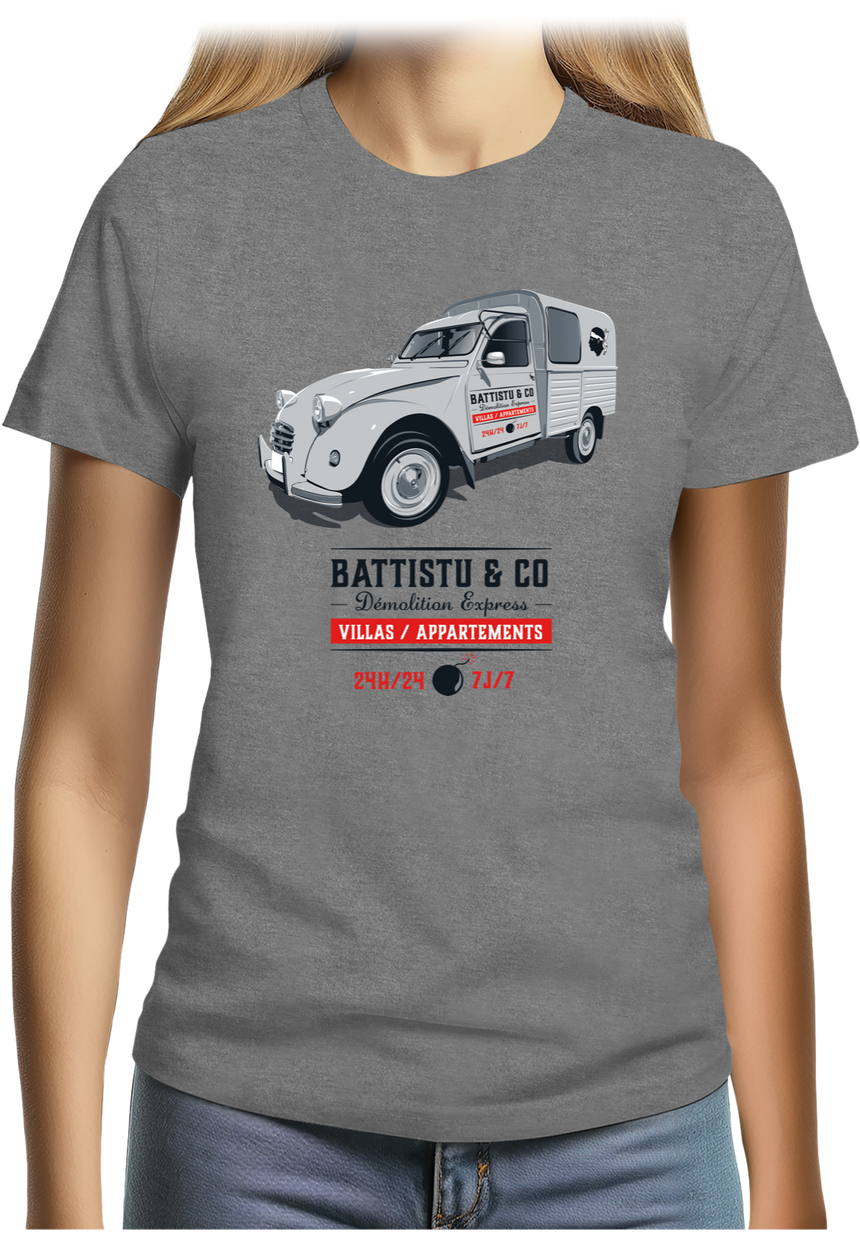 T-Shirt Femme Voiture 2CV Corse battistu