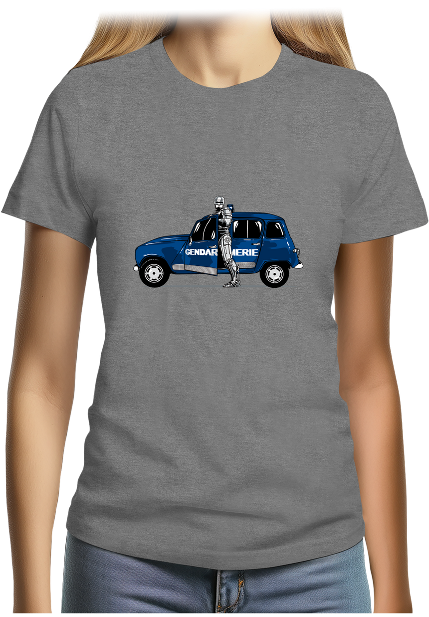 T-Shirt Femme Voiture 4L Robot cop gendarme