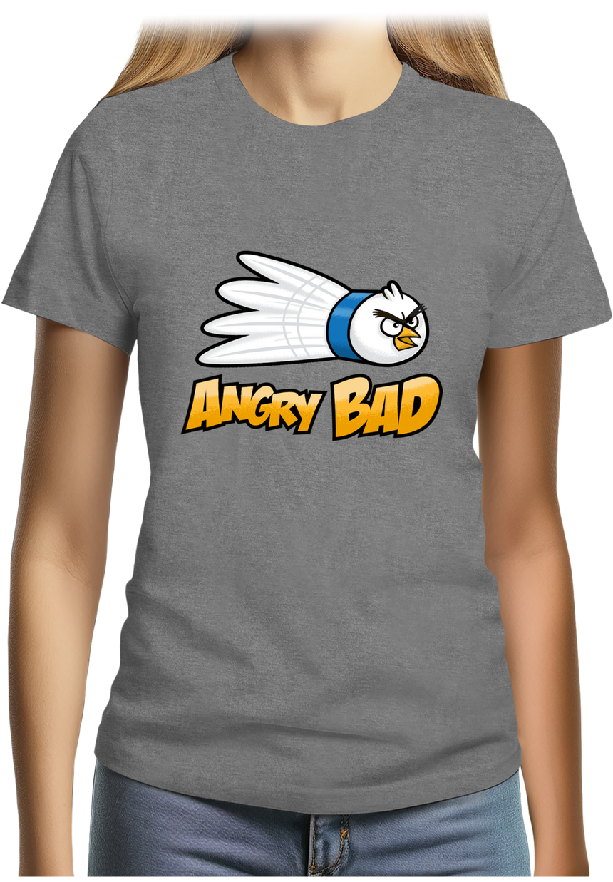 T-Shirt Femme Badminton Angry Bad, objectif tout détruire
