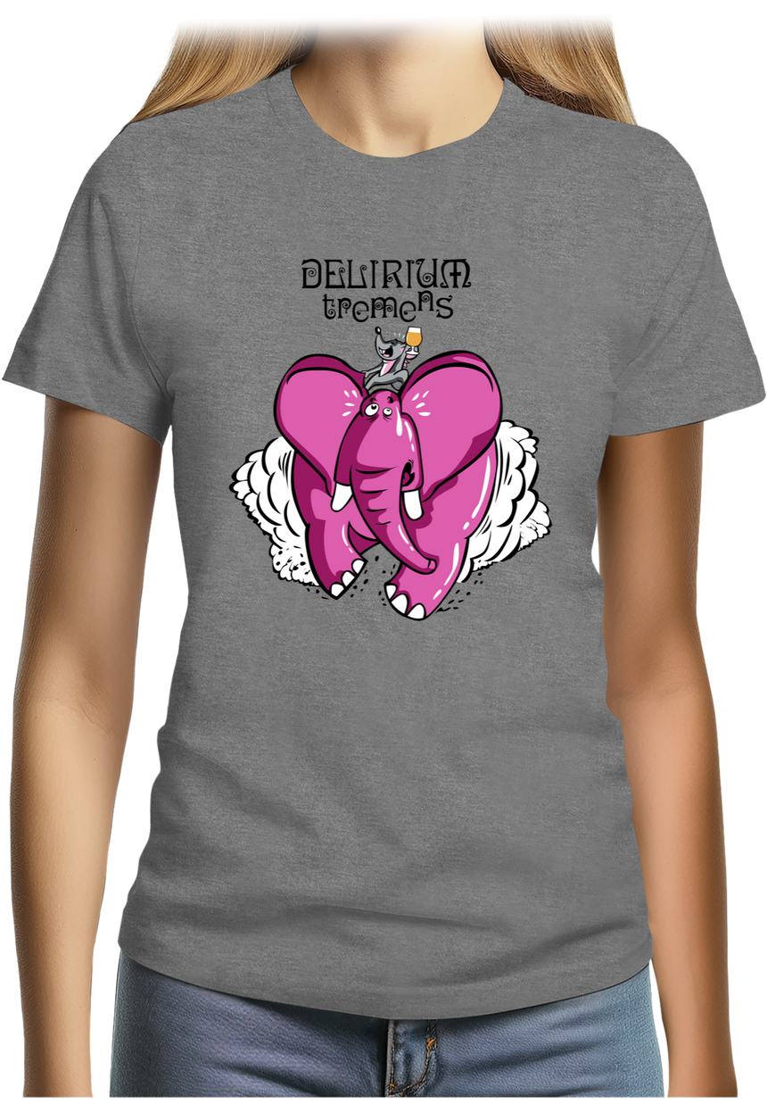 T-Shirt Femme Delirium tremens - Éléphant rose bière