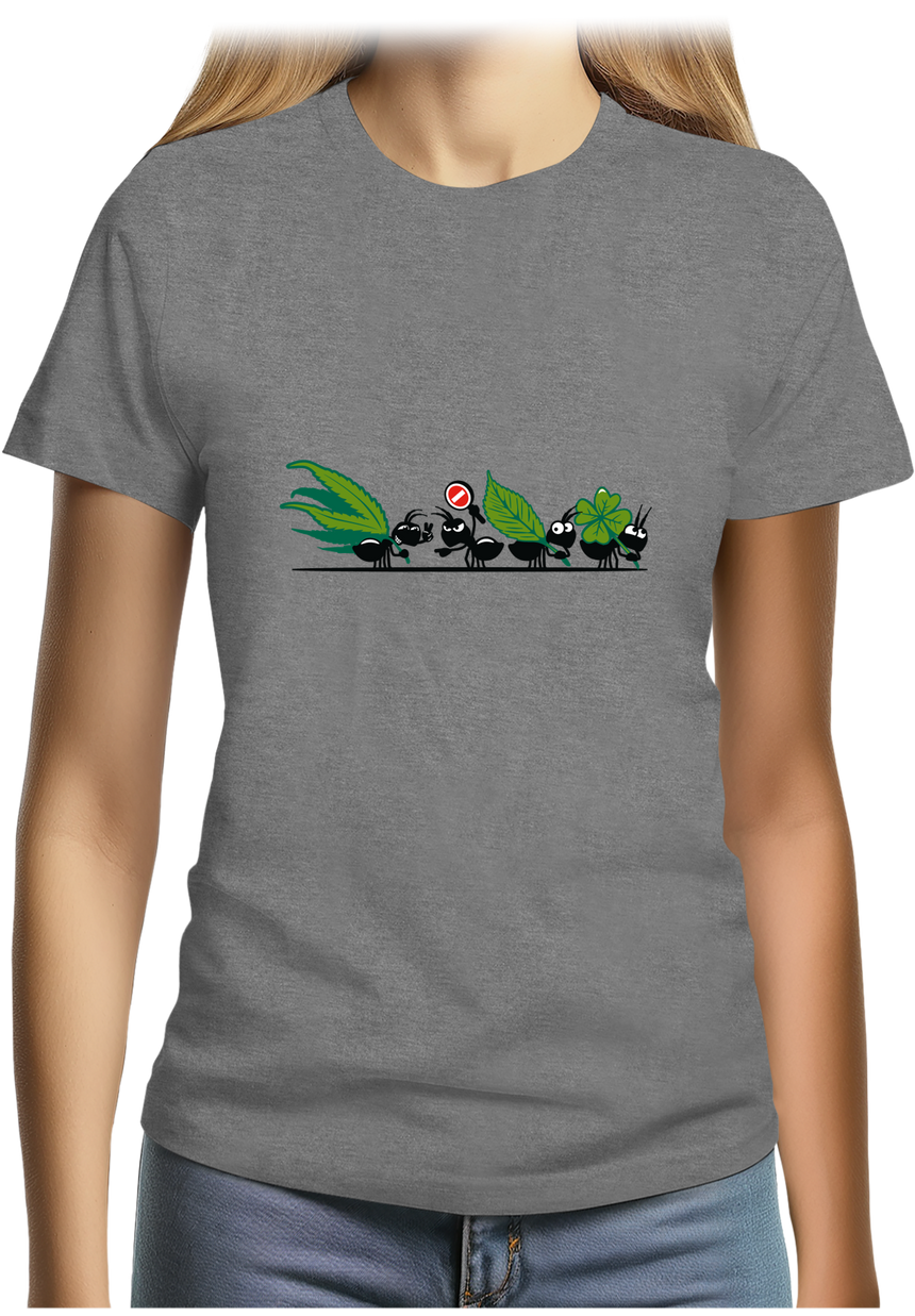 T-Shirt Femme Fourmis adicte à l'herbe