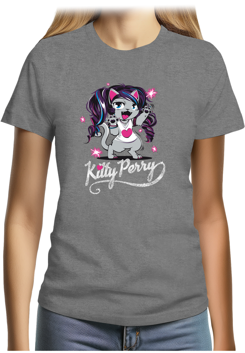 T-Shirt Femme Chat parodie de la chanteuse avec paillette