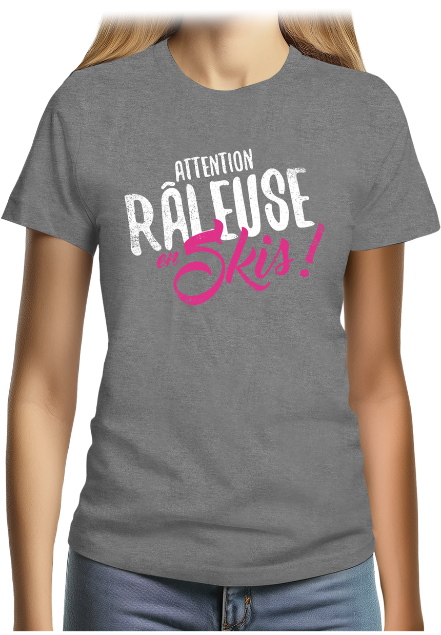 T-Shirt Femme Attention râleuse en ski