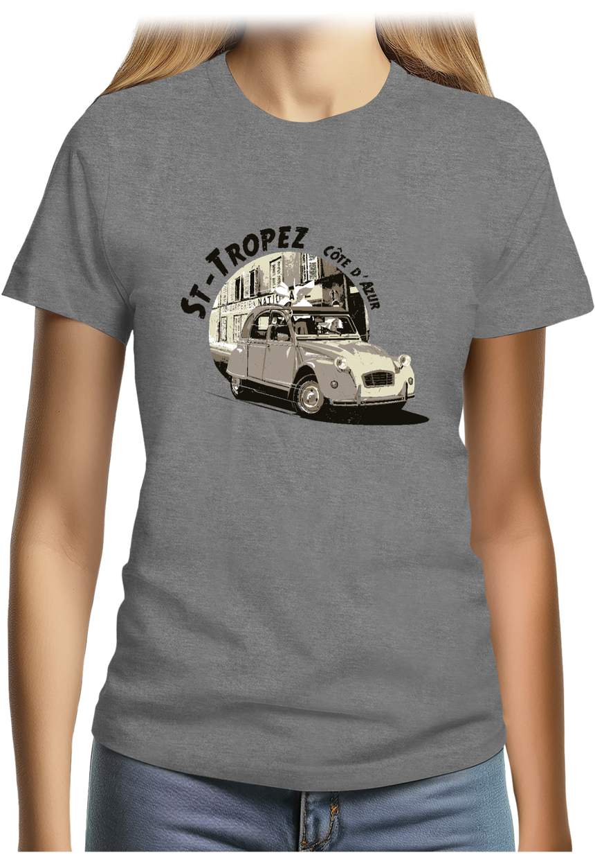 T-Shirt Femme Voiture 2CV St Tropez
