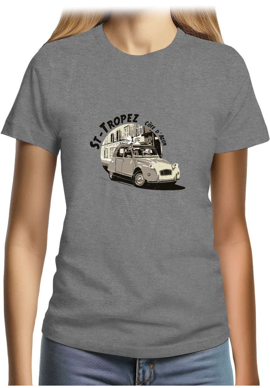T-Shirt Femme Voiture 2CV St Tropez