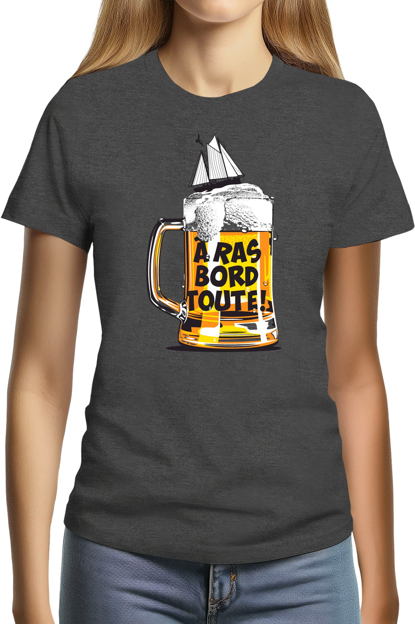 T-Shirt Femme Bière à ras bord toute
