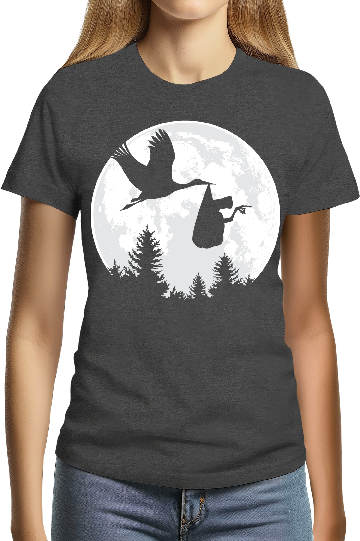 T-Shirt Femme Lune Cigogne