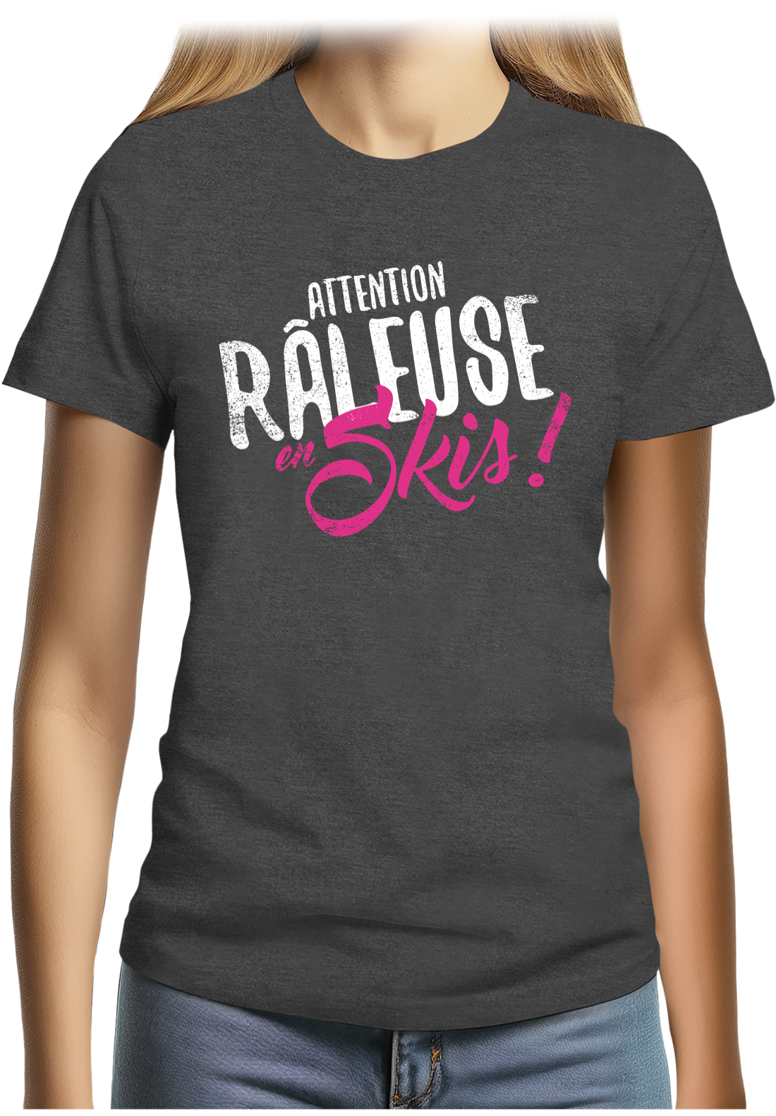 T-Shirt Femme Attention râleuse en ski