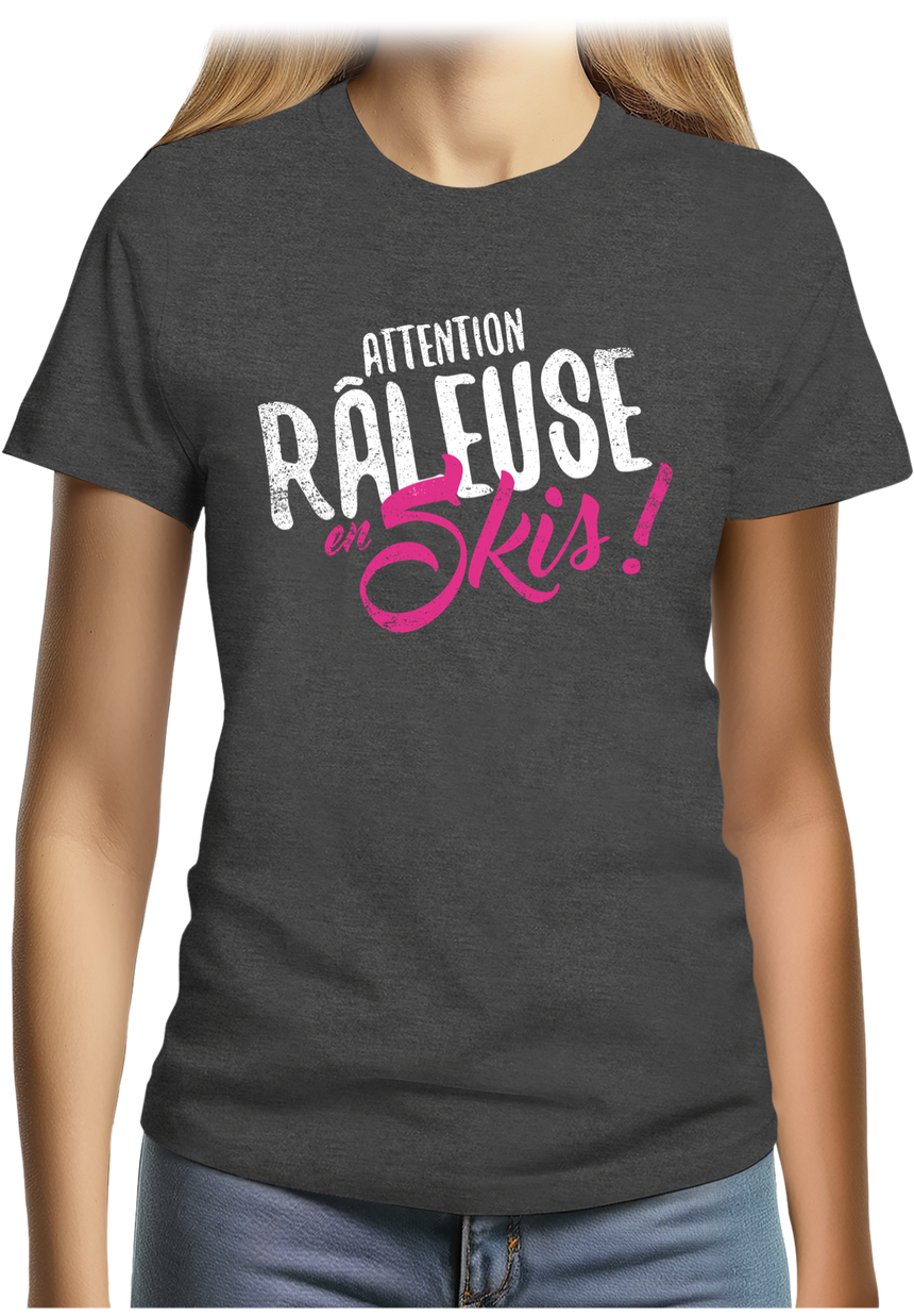 T-Shirt Femme Attention râleuse en ski