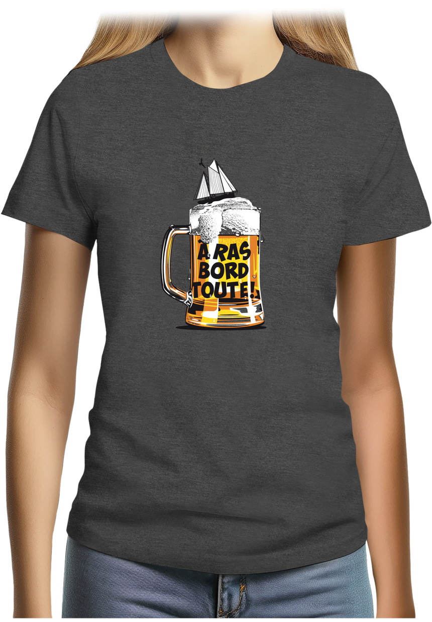 T-Shirt Femme Bière à ras bord toute en voilier