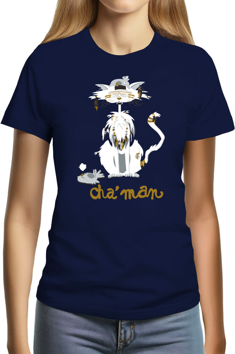 T-Shirt Femme Cha'man, le chat peace and love