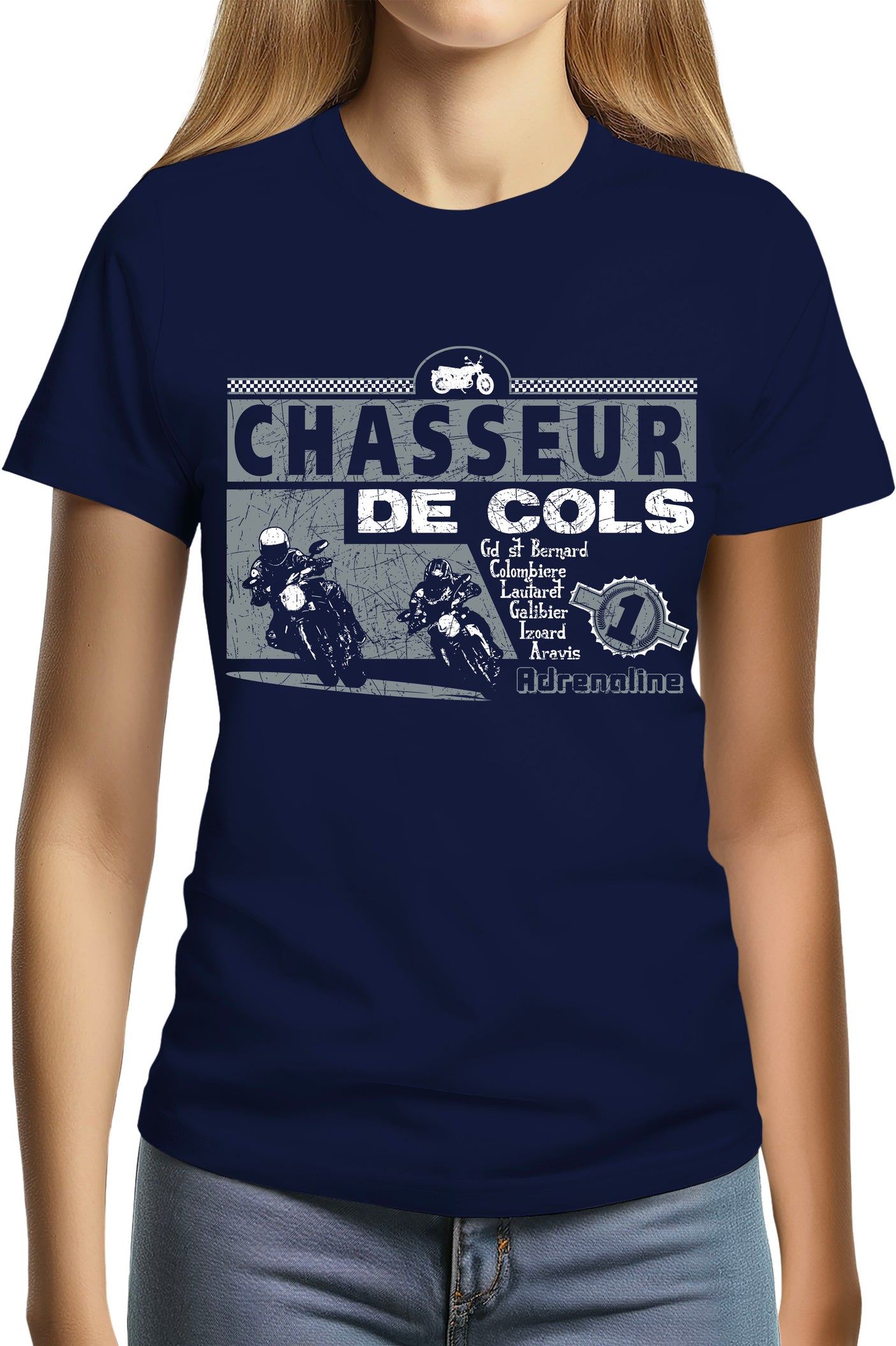 T-Shirt Femme Chasseurs de cols adrenaline moto
