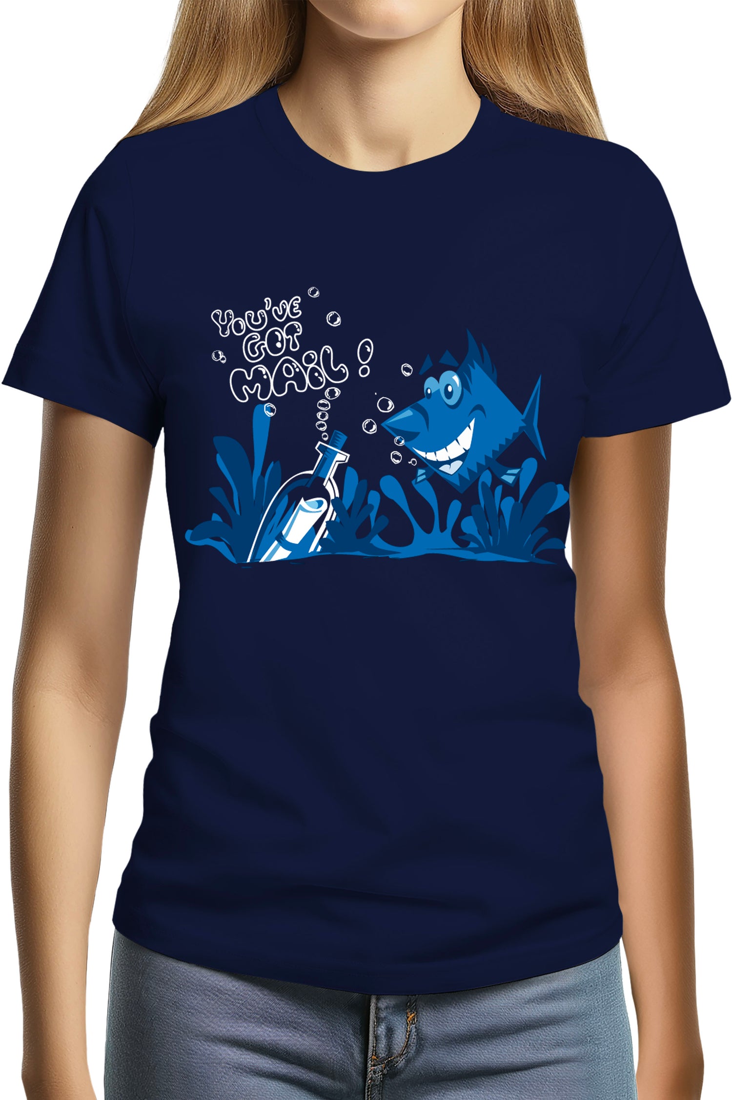 T-Shirt Femme Bouteille à la mer poisson