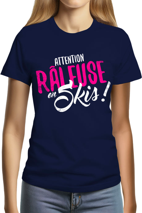 T-Shirt Femme Attention râleuse en ski
