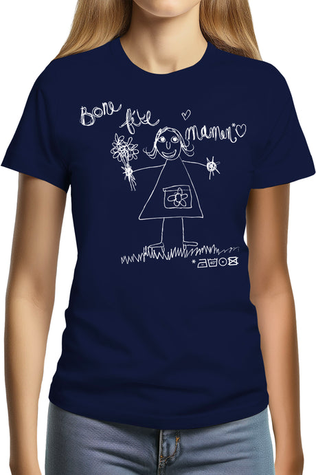 T-Shirt Femme Bone Fête Maman Dessin