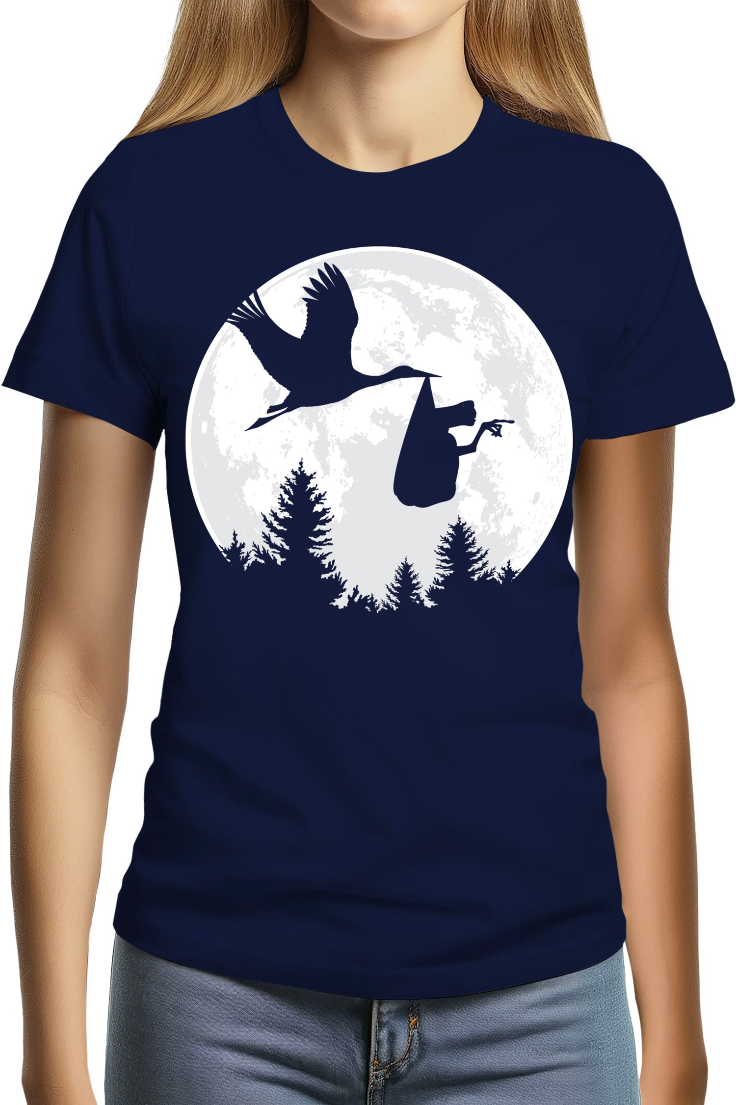 T-Shirt Femme Lune Cigogne