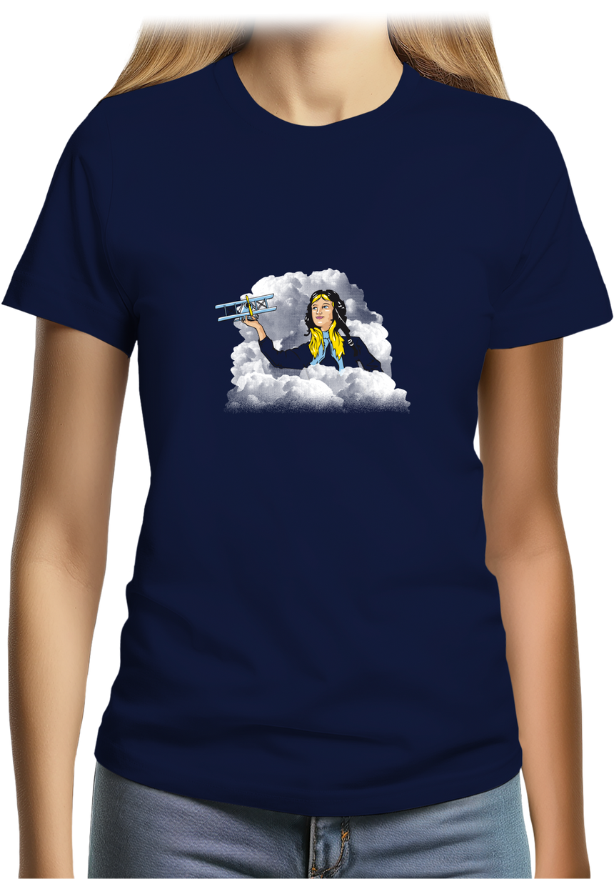 T-Shirt Femme Avion Bleu fillette