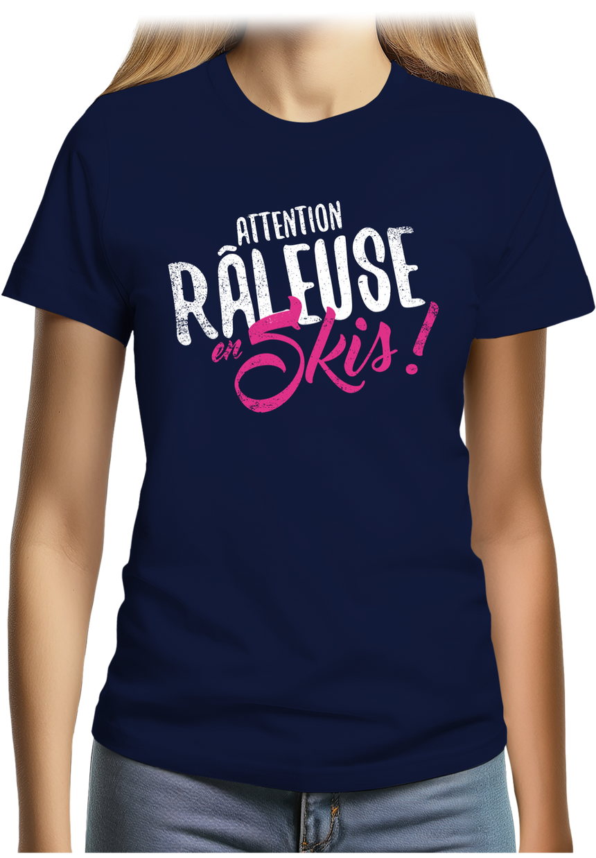 T-Shirt Femme Attention râleuse en ski