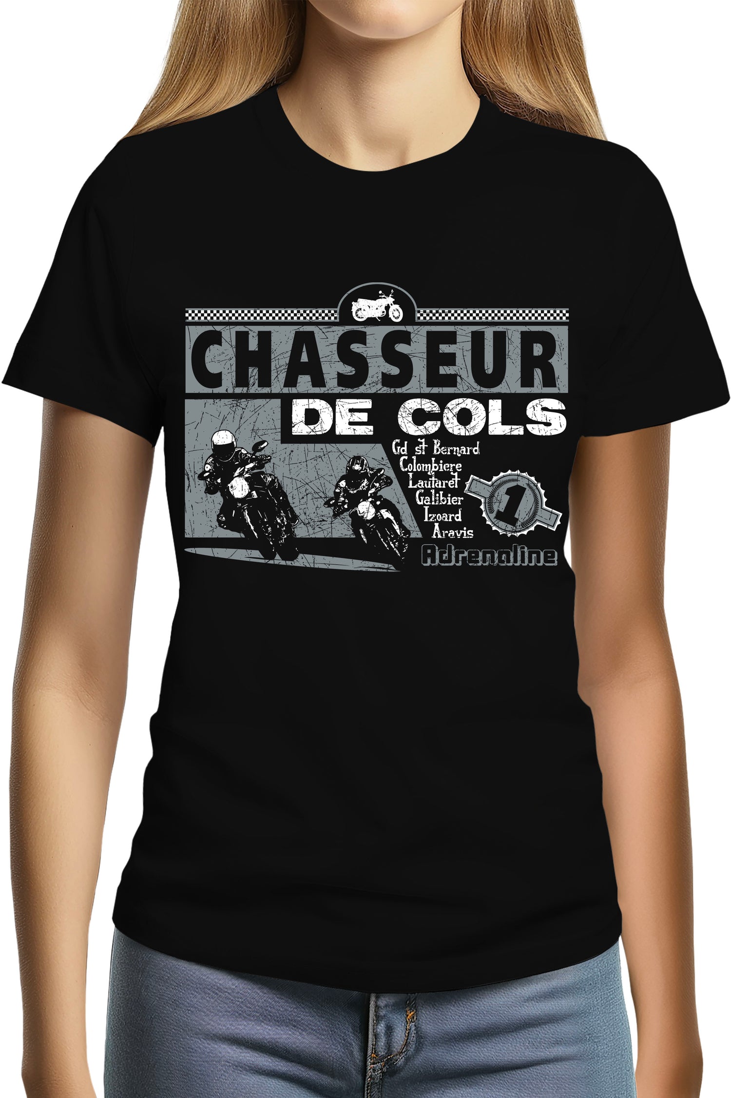 T-Shirt Femme Chasseurs de cols adrenaline moto