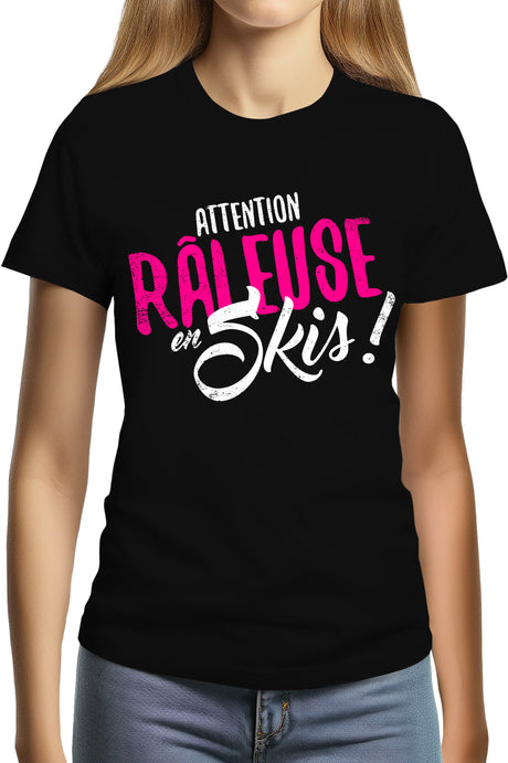 T-Shirt Femme Attention râleuse en ski