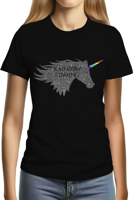 T-Shirt Femme Rainbow unicorn is coming