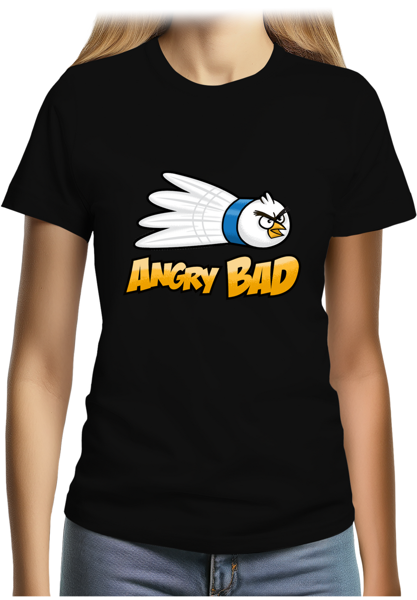 T-Shirt Femme Badminton Angry Bad, objectif tout détruire