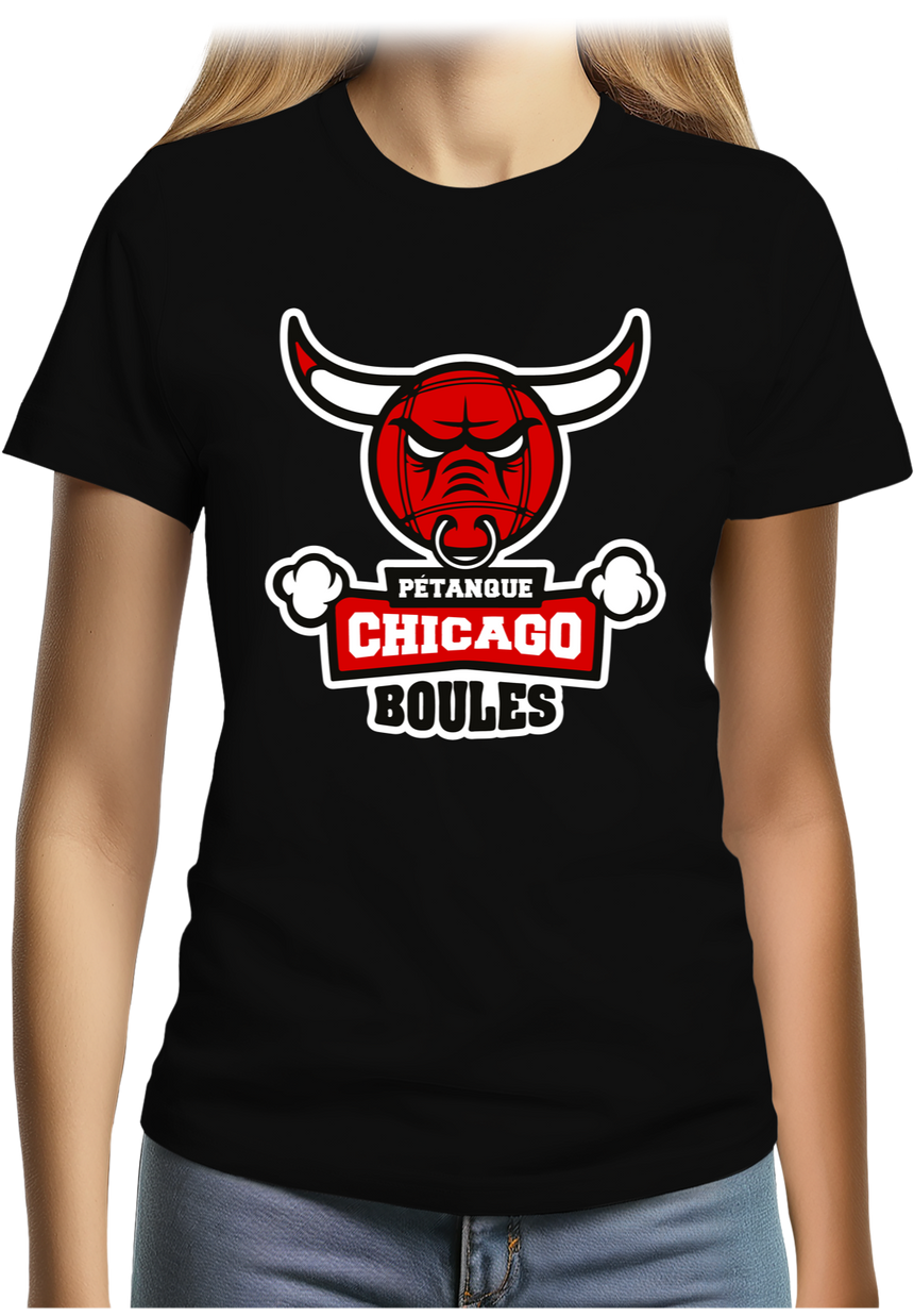 T-Shirt Femme Pétanque Chicago Boules
