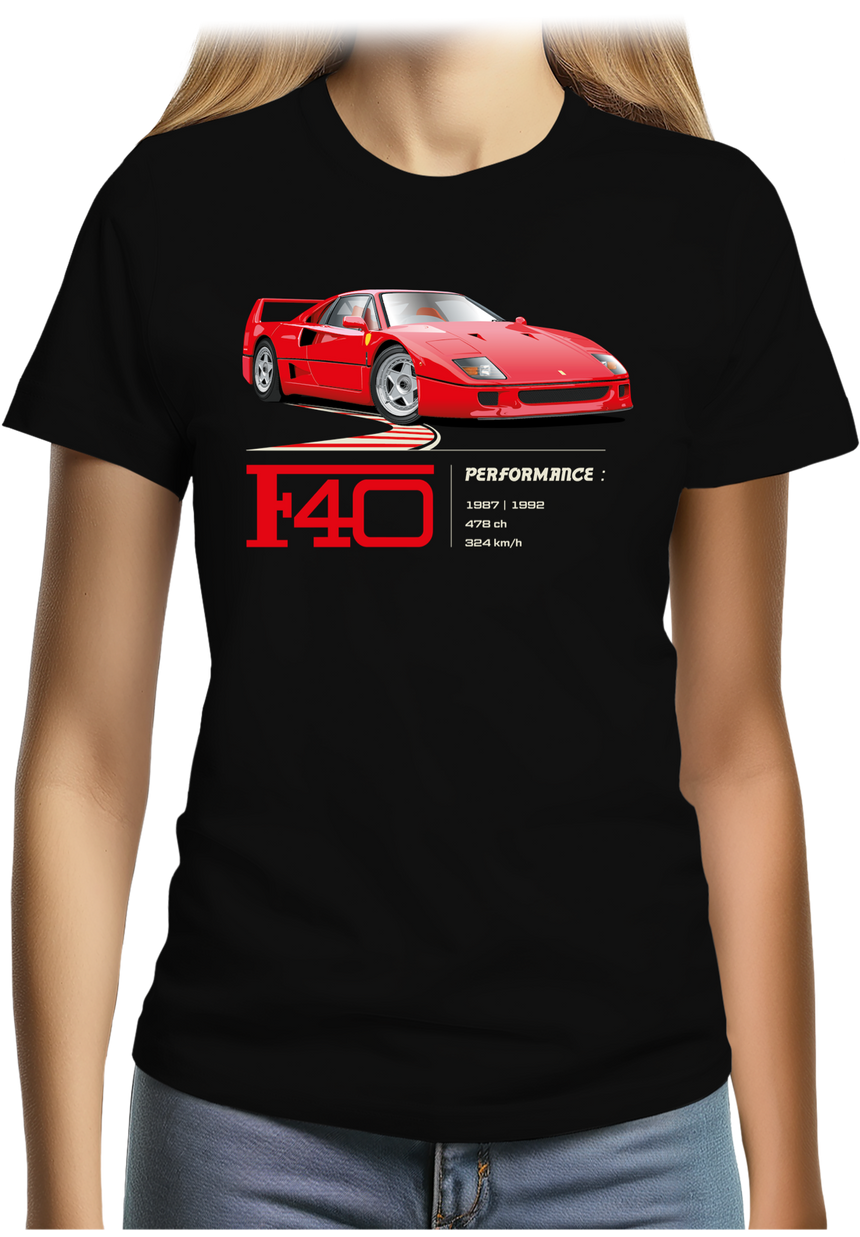 T-Shirt Femme Voiture F40 le V8 iconique