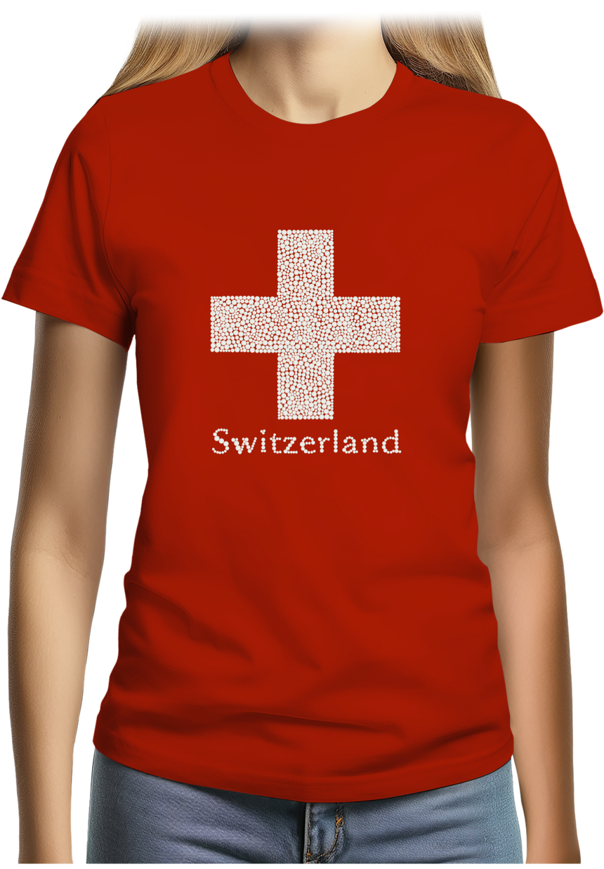 T-Shirt Femme Croix Suisse en strass