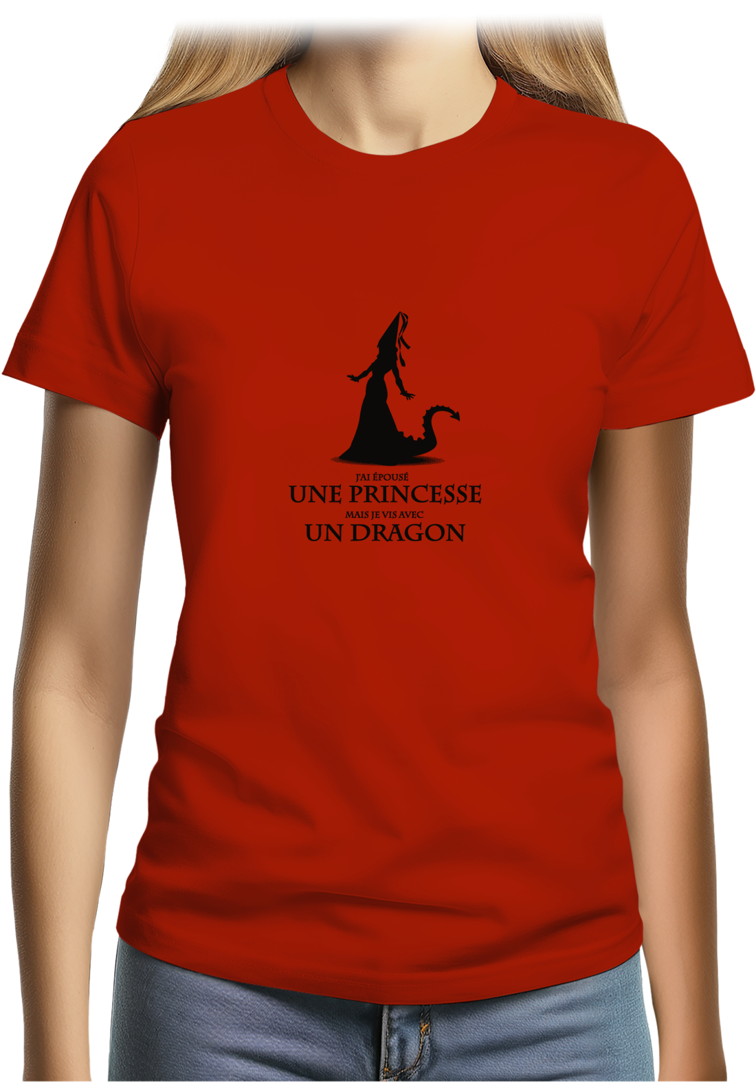 T-Shirt Femme D'épouser une princesse à vivre avec un dragon