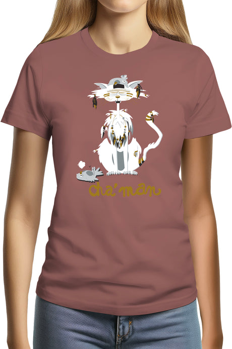 T-Shirt Femme Cha'man, le chat peace and love