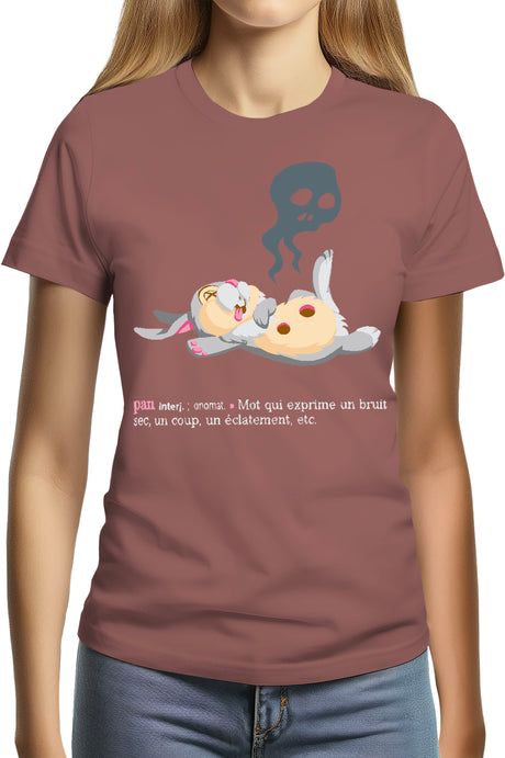 T-Shirt Femme Pan ! Lapin Couche