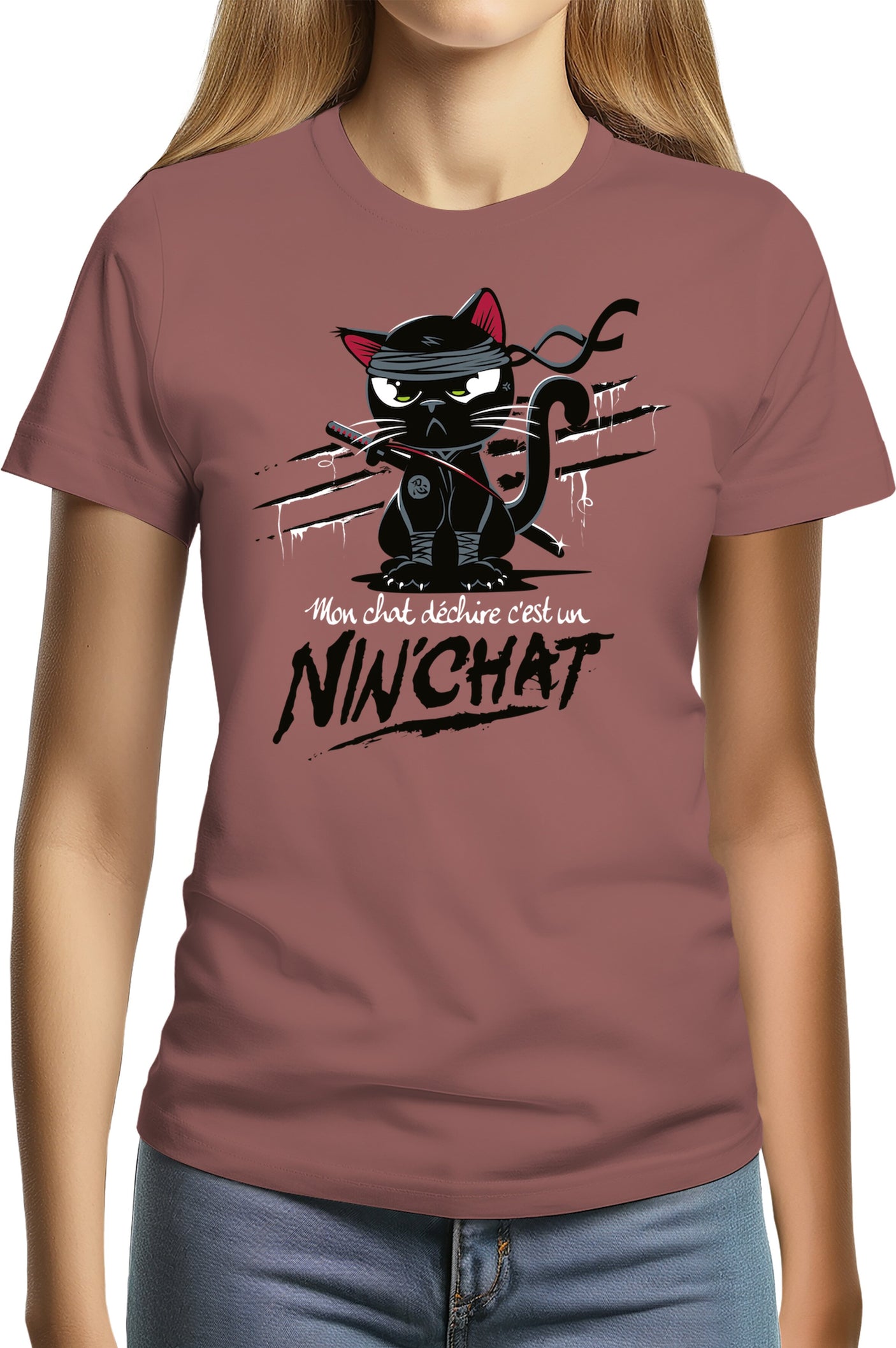 T-Shirt Femme Mon chat déchire tout c'est un ninja
