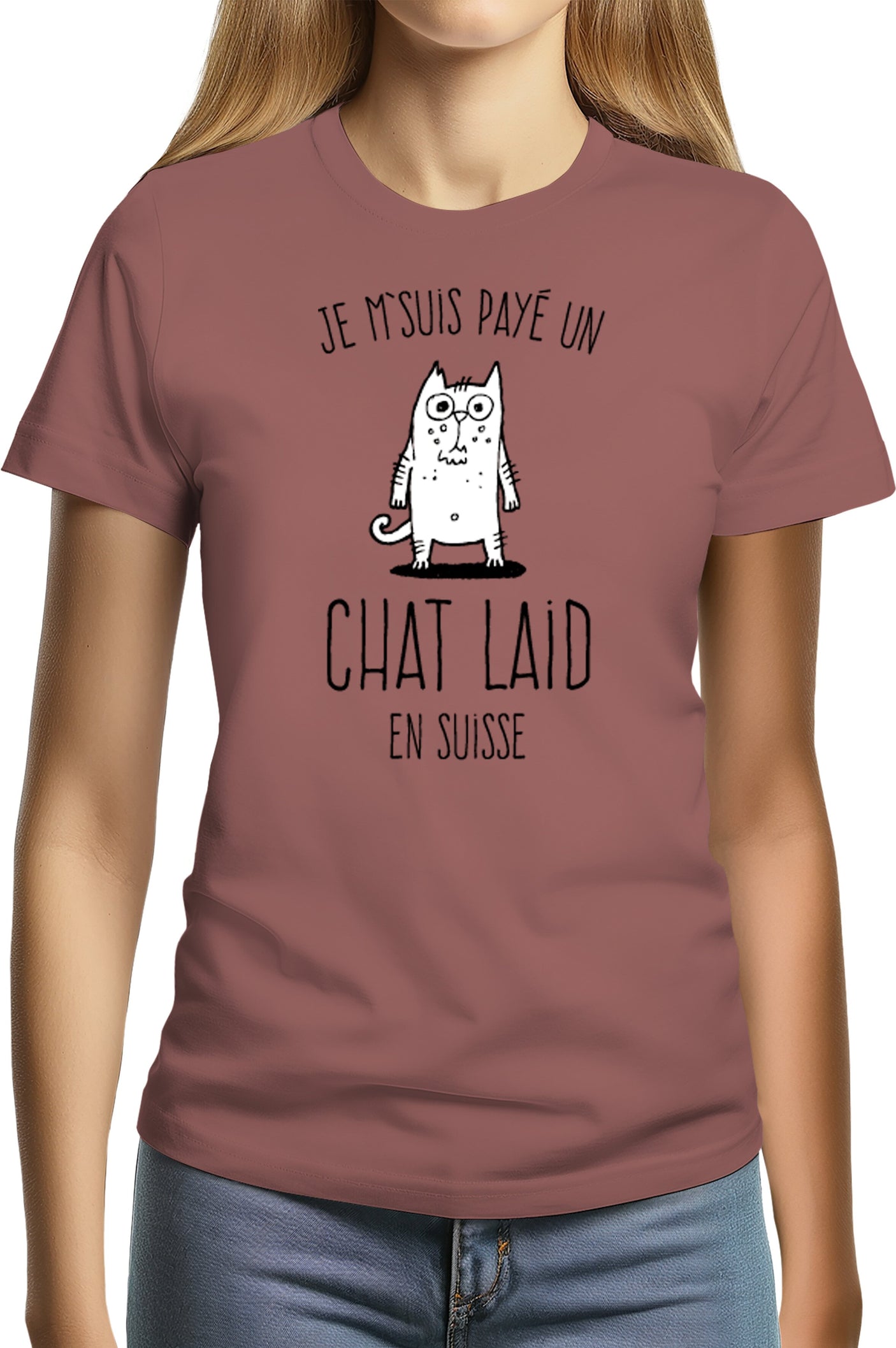 T-Shirt Femme Un chat laid en suisse