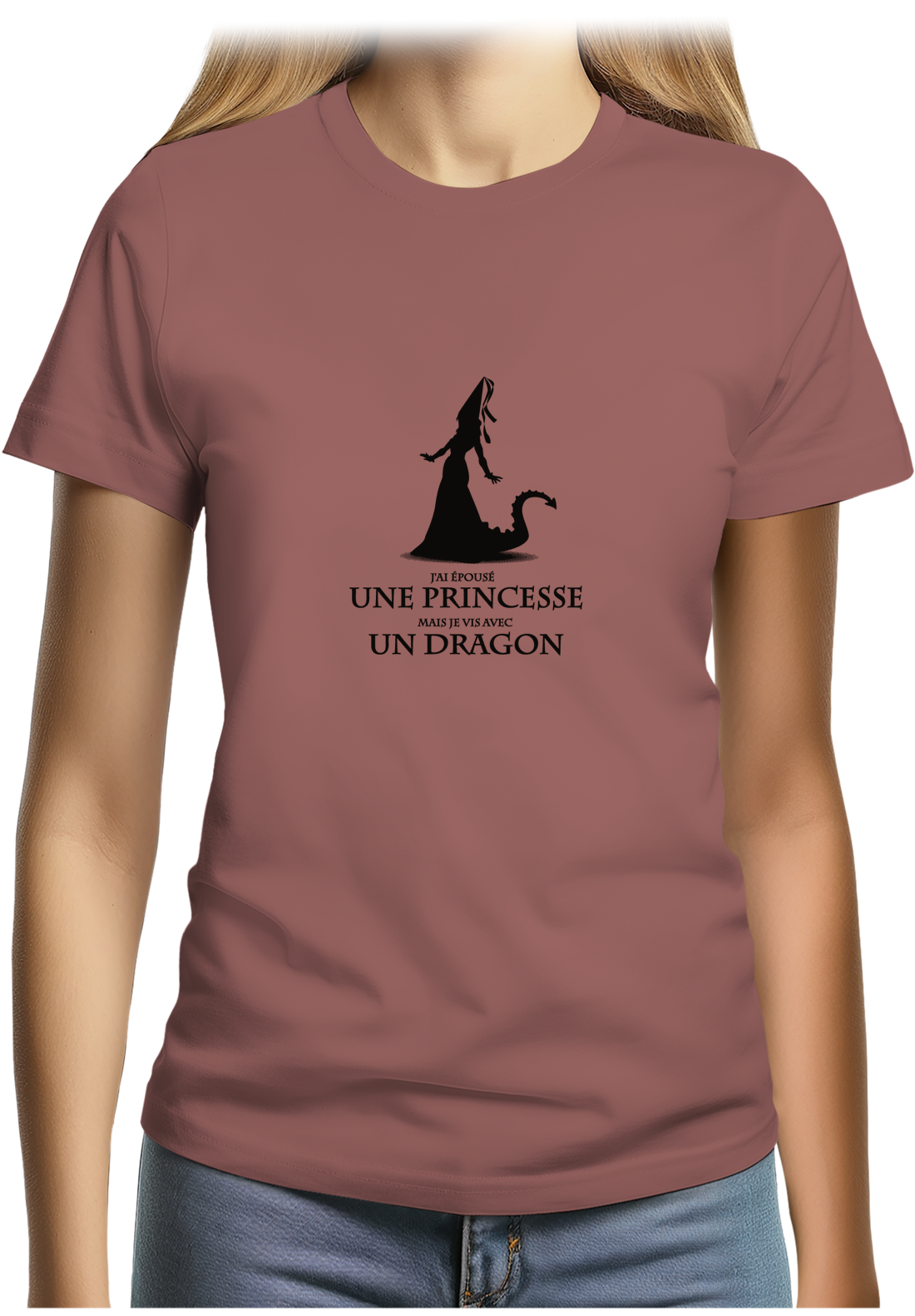 T-Shirt Femme D'épouser une princesse à vivre avec un dragon