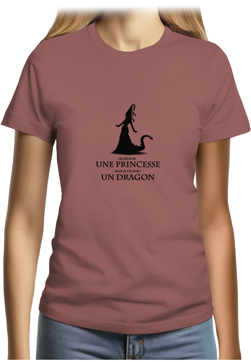T-Shirt Femme D'épouser une princesse à vivre avec un dragon
