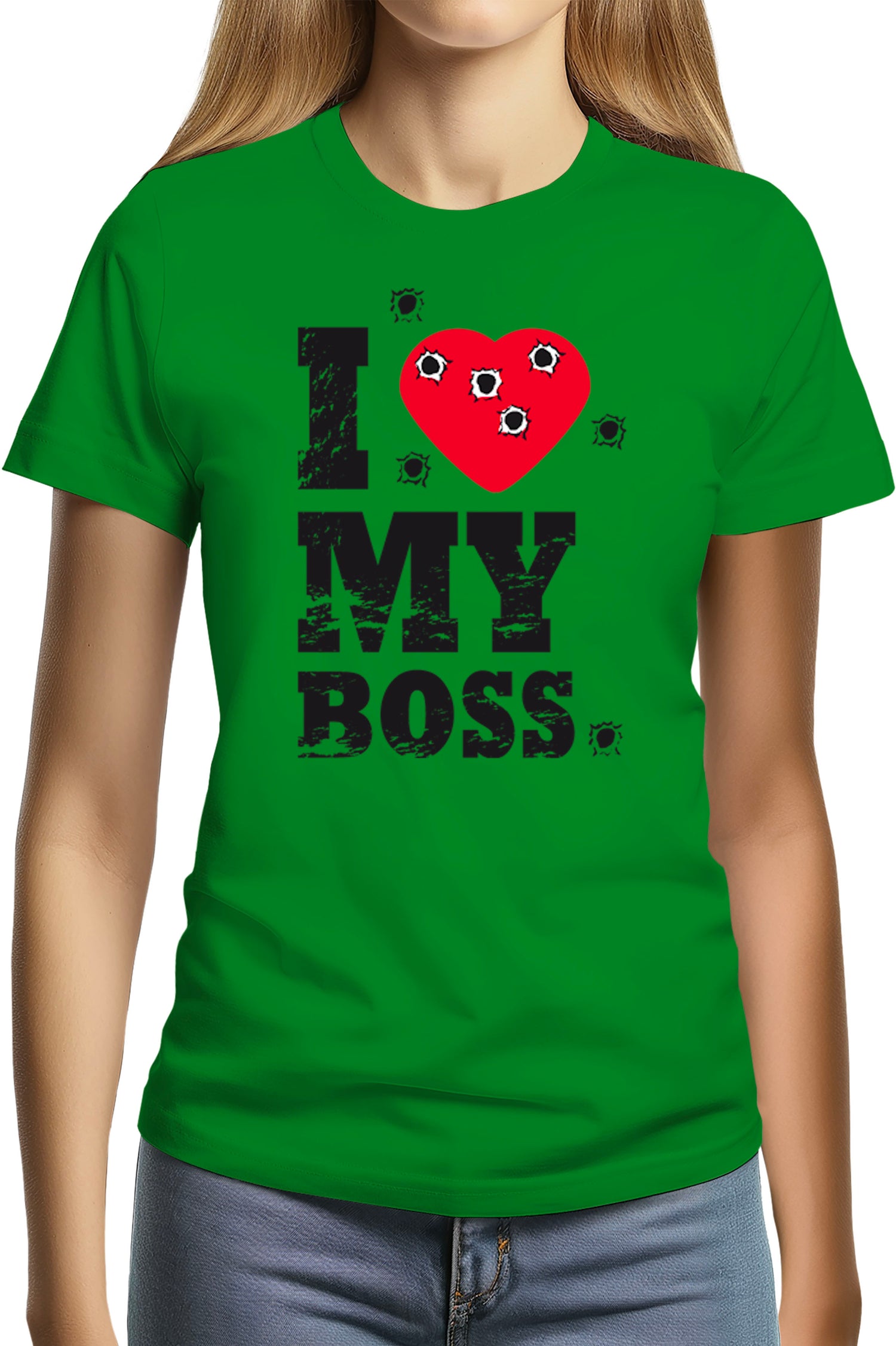 T-Shirt Femme I Love My Boss cible de tire