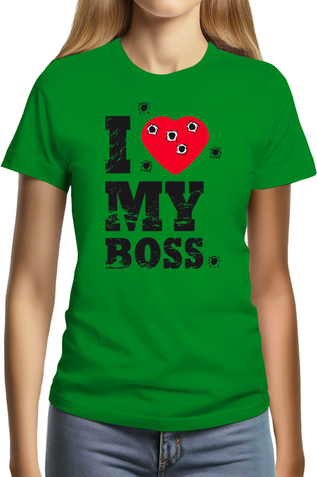 T-Shirt Femme I Love My Boss cible de tire