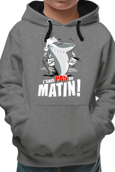 Sweat Enfant Requin je suis pas du matin