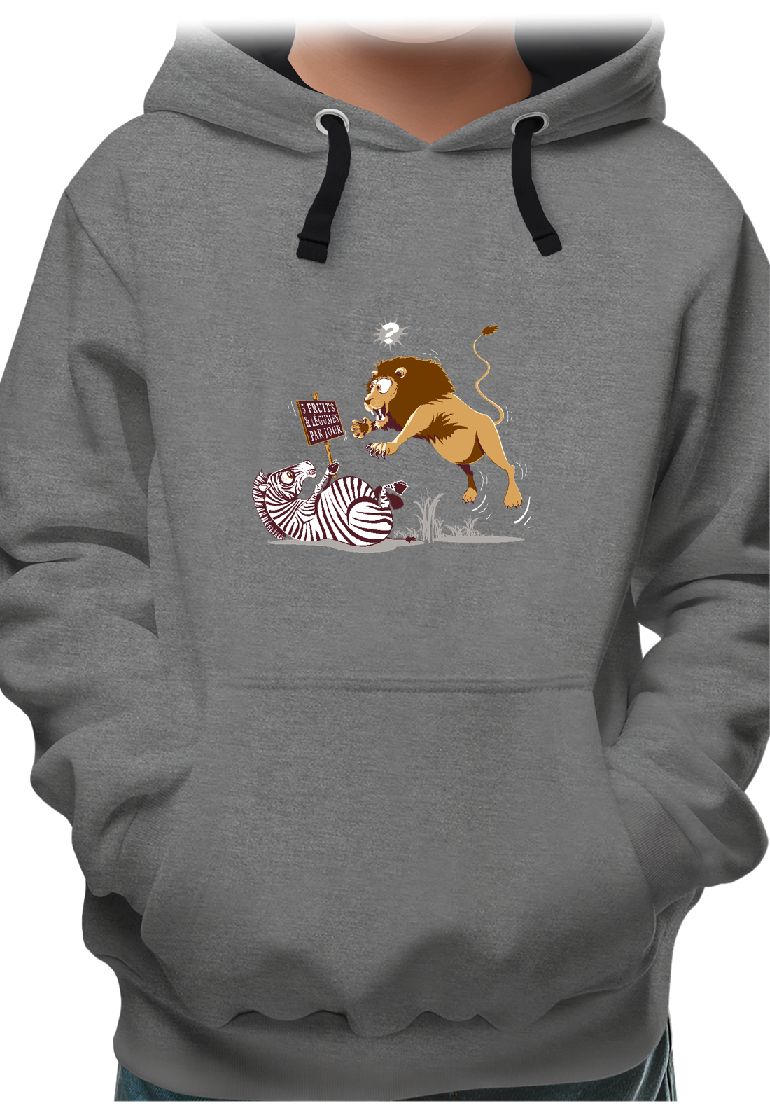 Sweat Enfant Zèbre vs Lion : 5 fruits légumes par jour