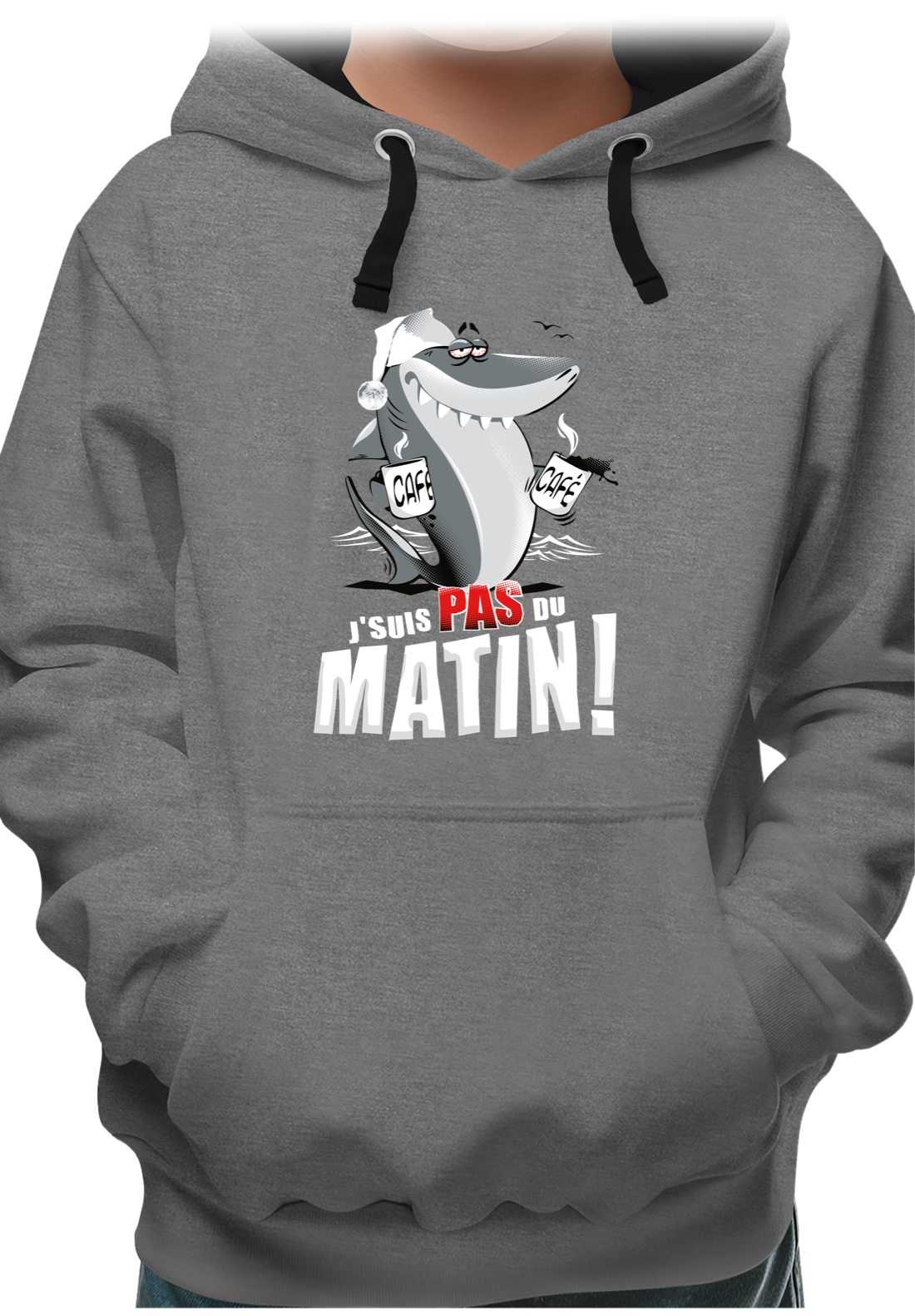 Sweat Enfant Requin je suis pas du matin