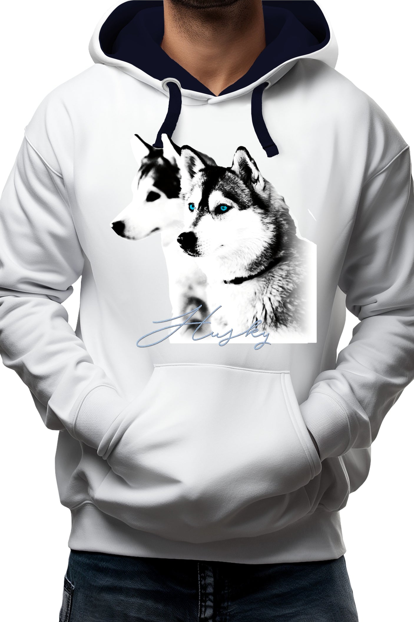 Sweat Adulte Husky avec strass bleu