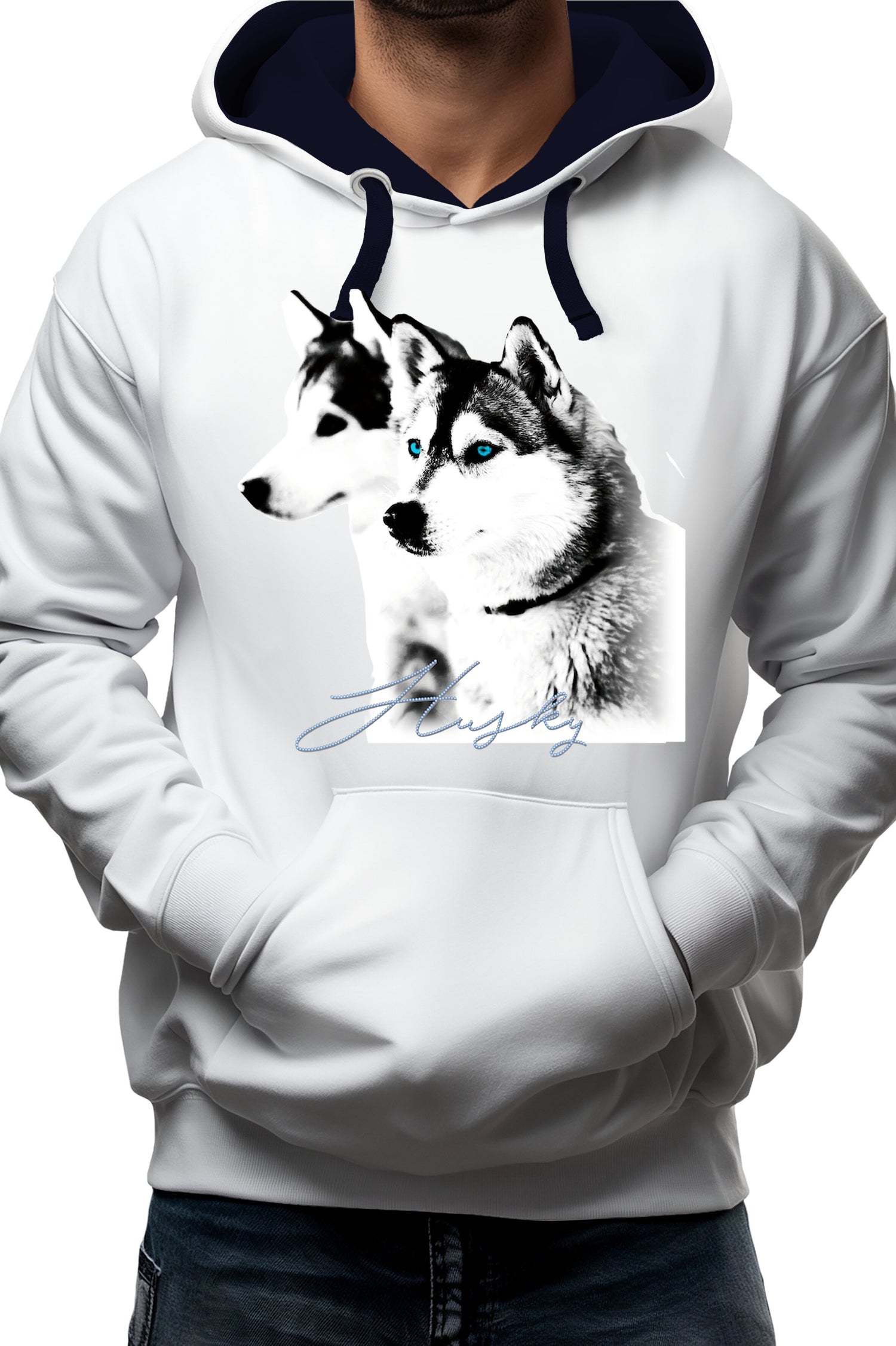 Sweat Adulte Husky avec strass bleu