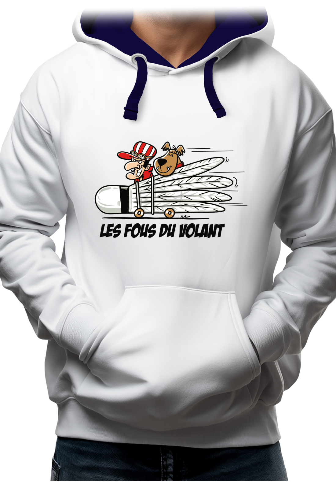 Sweat Adulte Les fous du Volant de badminton